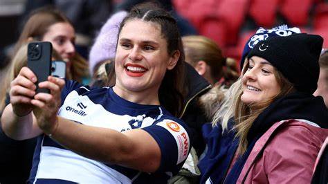Ilona Maher engaging with fans after her debut match with Bristol Bears.
